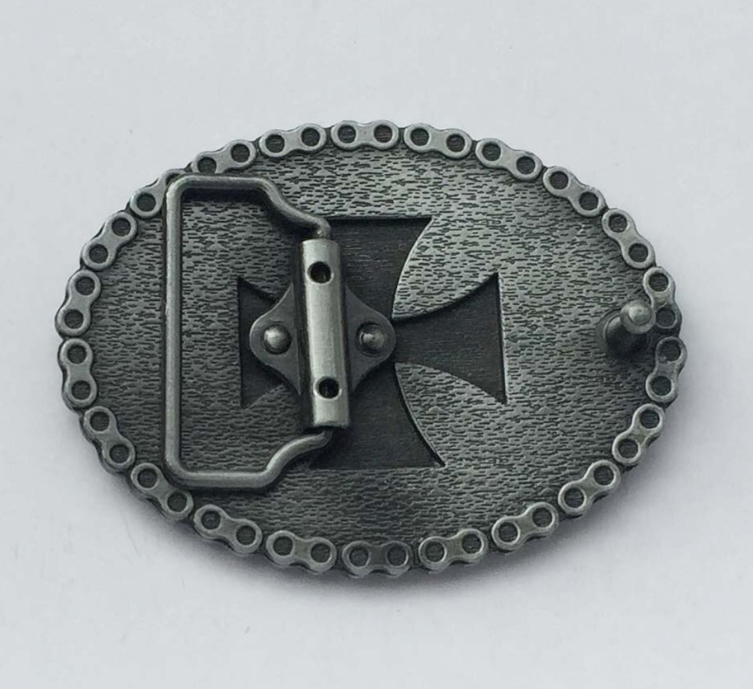 Gürtelschnalle Iron Cross rot für Gürtel bis 4 cm Breite Biker eisernes Kreuz