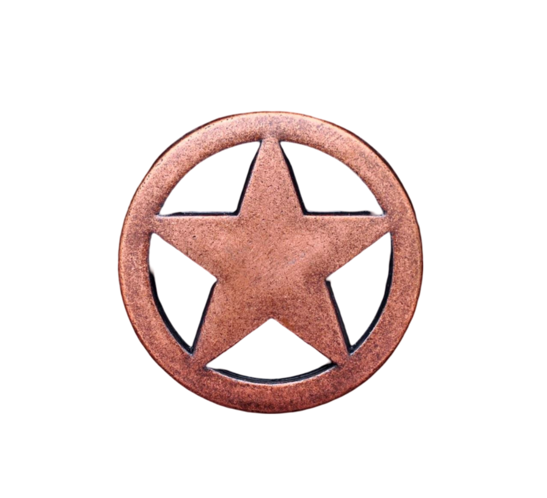 Texas Star 19 mm Western Concho Kupfer matt zum Schrauben
