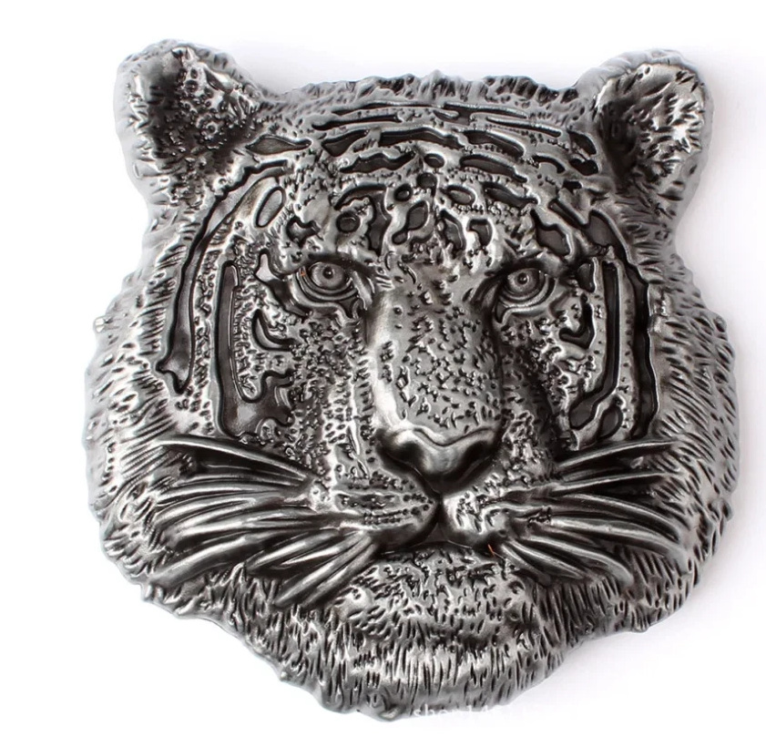 Gürtelschnalle Tigerkopf für Gürtel bis 4 cm Breite