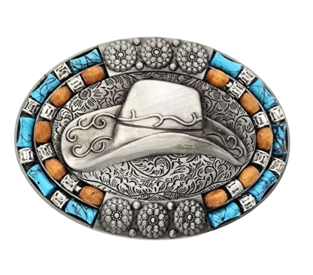 Gürtelschnalle für Gürtel bis 4 cm Hut Cowboy Cowgirl Indianer