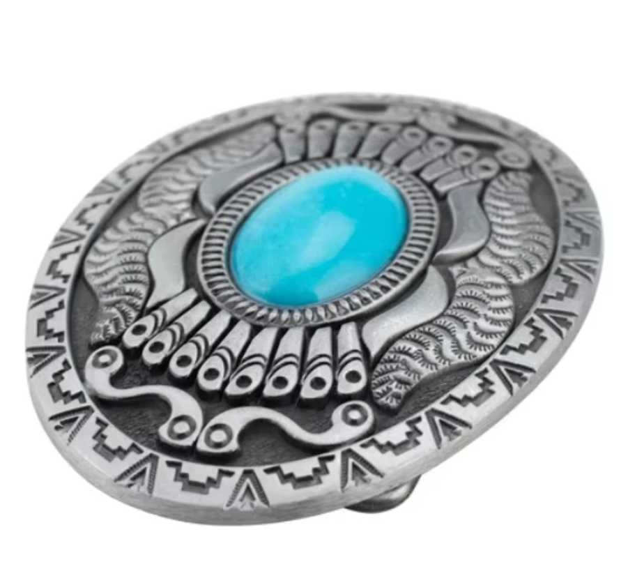 Gürtelschnalle Native Design Türkis-Optik für Gürtel bis 4 cm Breite