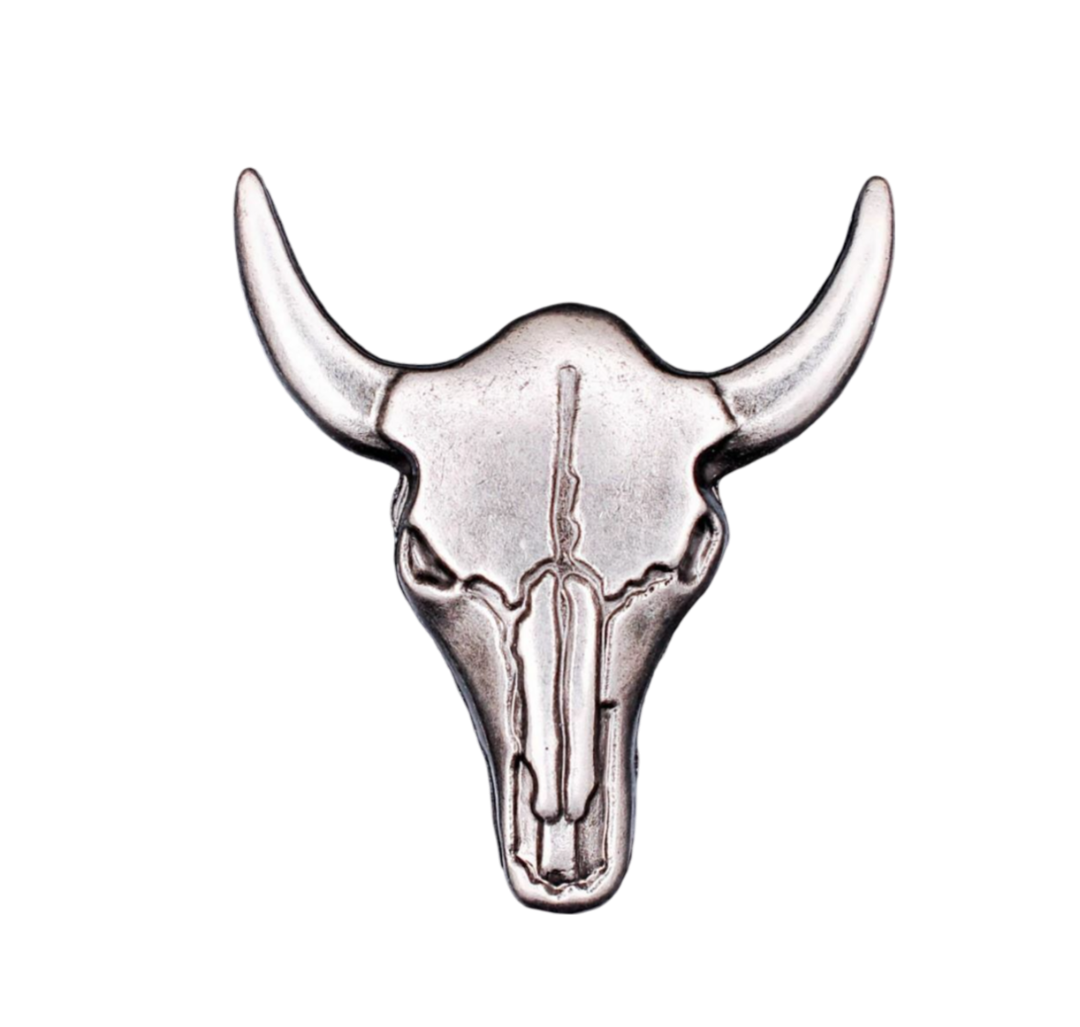 Longhorn / Büffel Concho 39 mm zum Schrauben Silber
