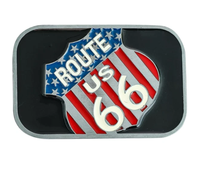Gürtelschnalle Route 66 für Gürtel bis 4 cm Breite