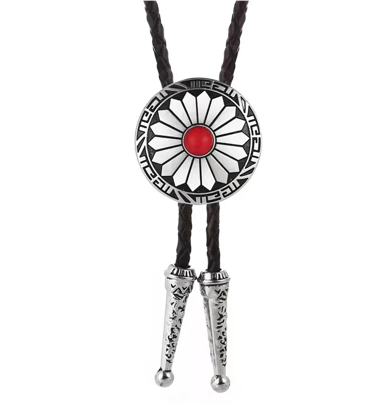 Western Bolo Tie „Floral Shield“ – Krawatte Texas Rodeo Indianer Style
