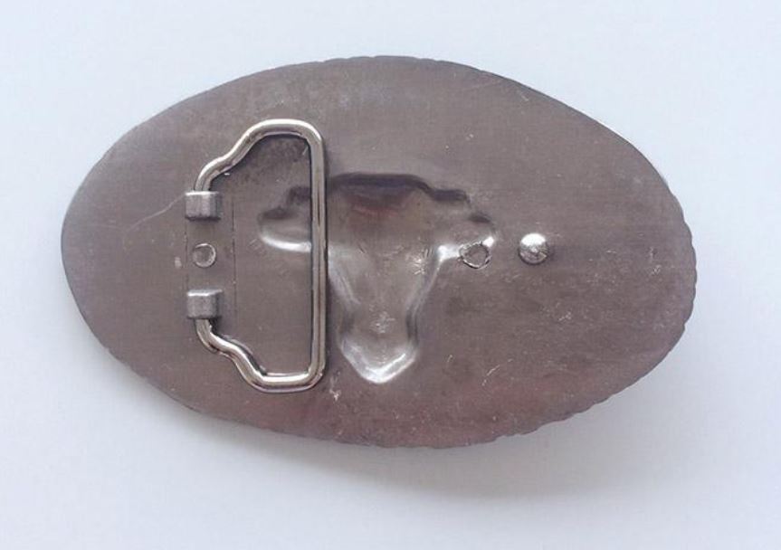 Gürtelschnalle Longhorn Büffel silber/rot für Gürtel bis 4 cm Breite