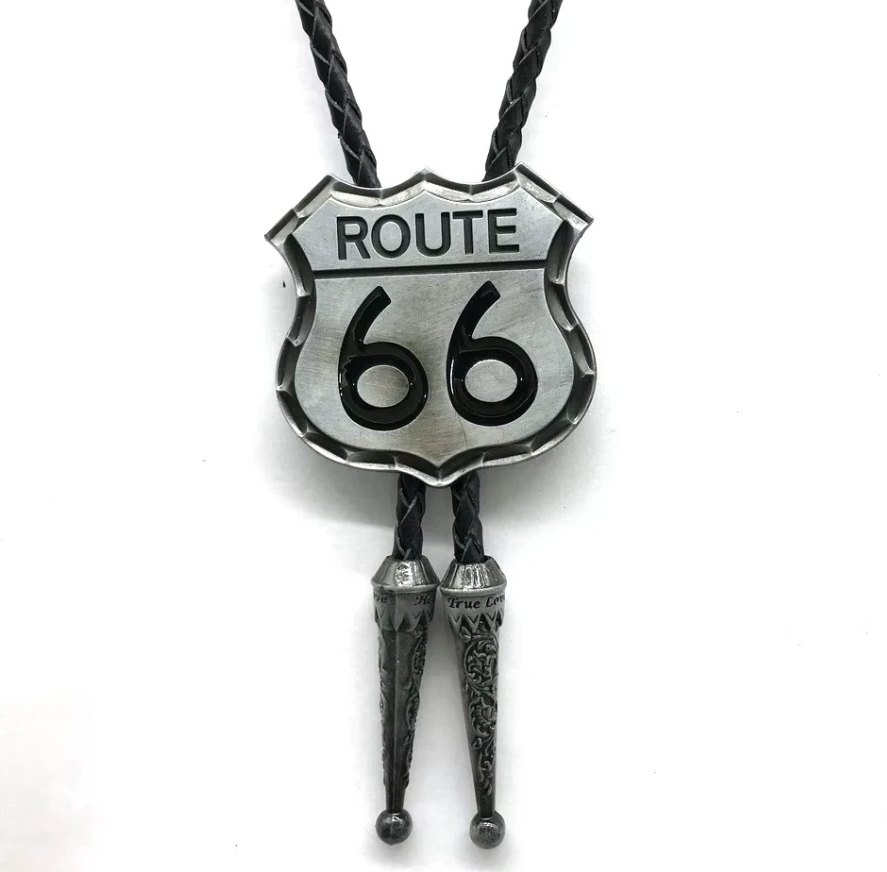 Western Bolo Tie „Route 66“ – Krawatte Texas Rodeo Indianer Style