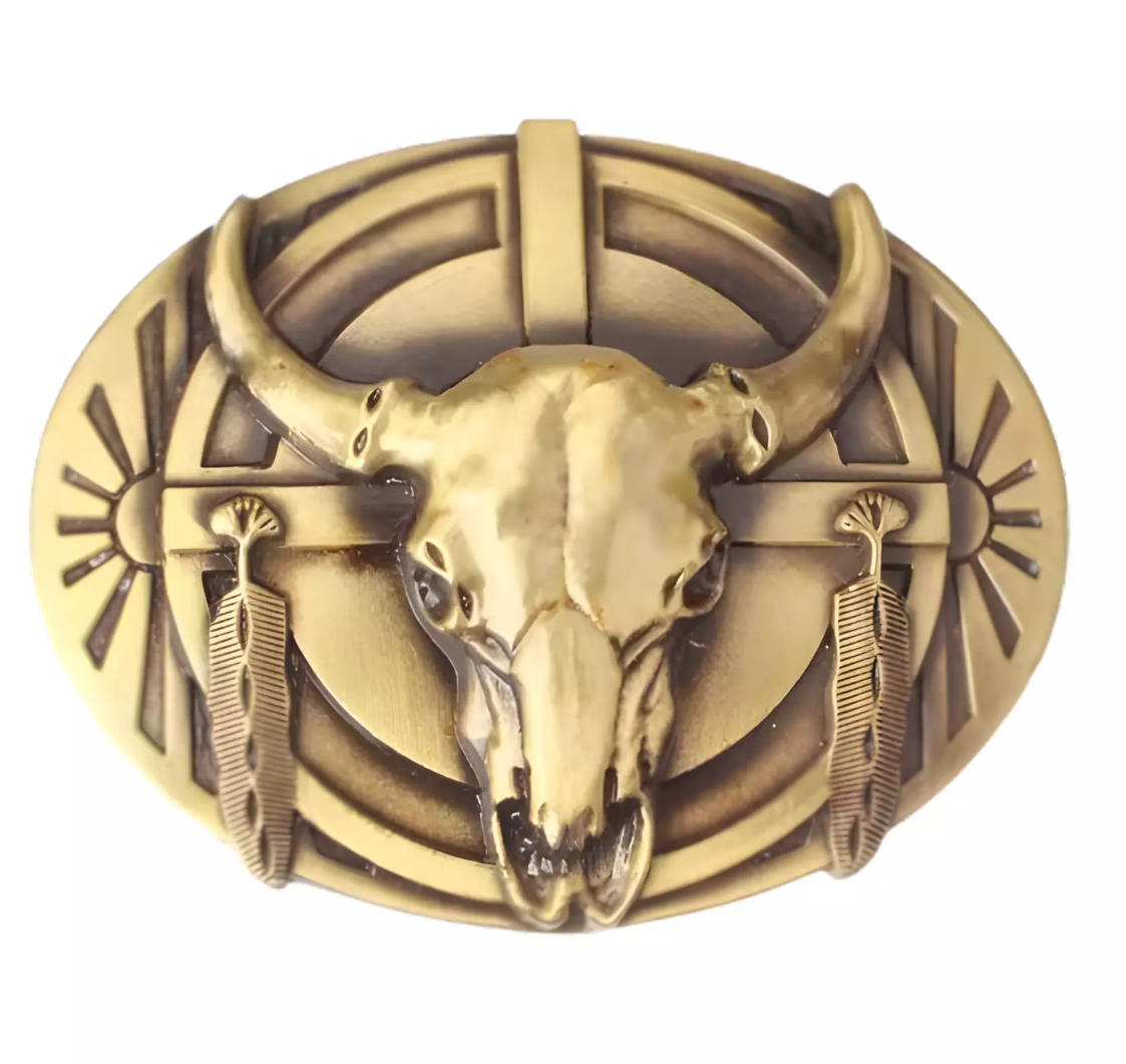 Gürtelschnalle Golden Longhorn für Gürtel bis 4 cm Breite