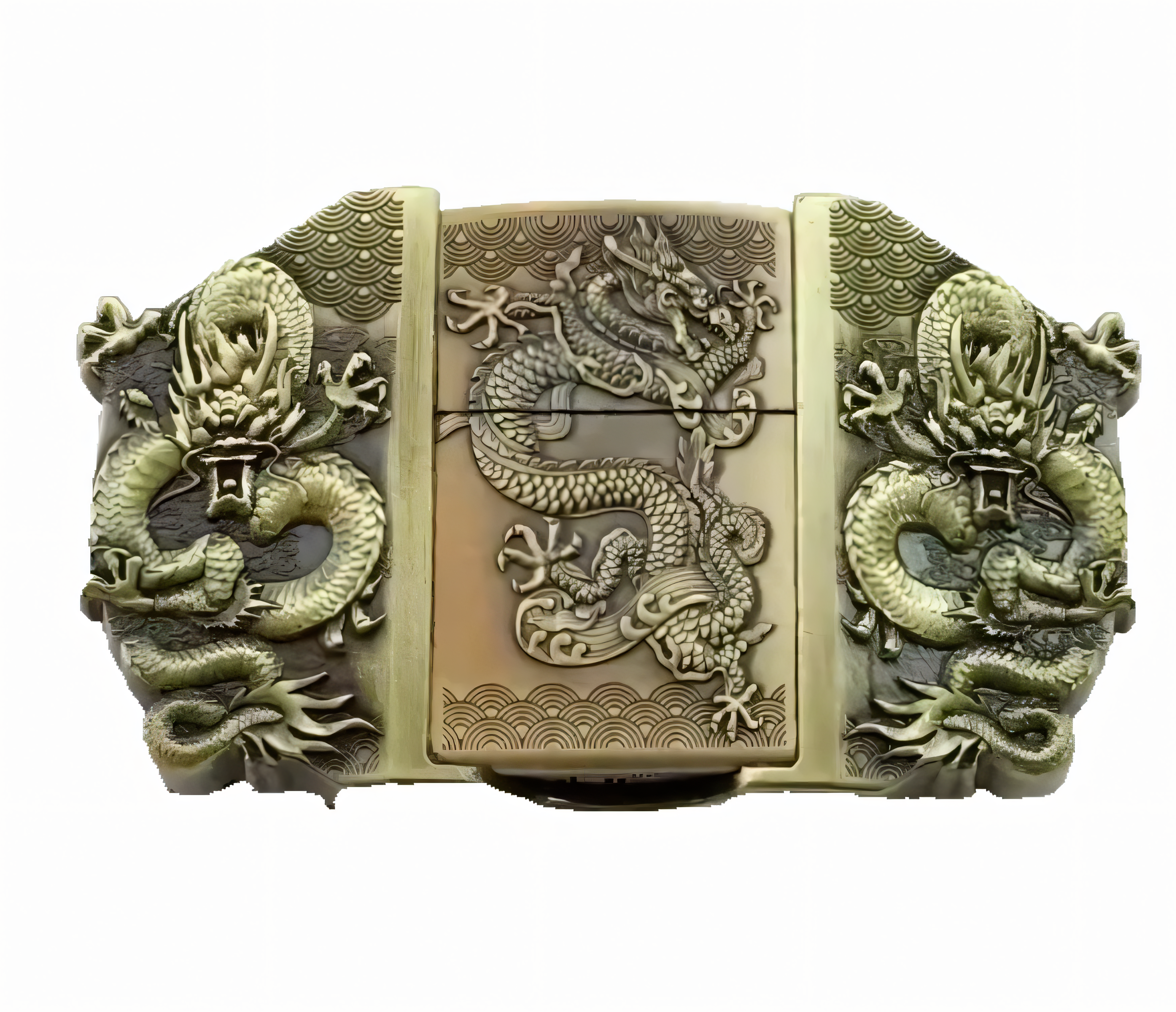 Gürtelschnalle Drache mit Feuerzeug Set für Gürtel bis 4 cm Breite
