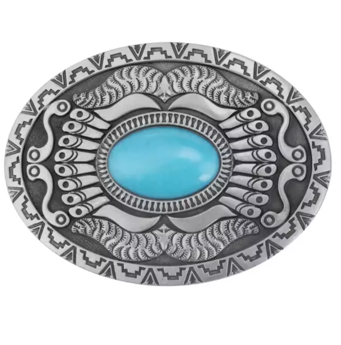 Gürtelschnalle Native Design Türkis-Optik für Gürtel bis 4 cm Breite