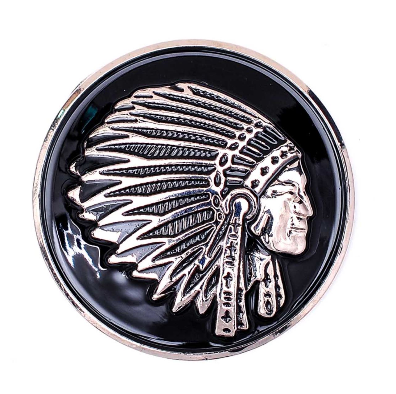 Indianer Kopf 35 mm Schwarz/Silber Concho zum Schrauben