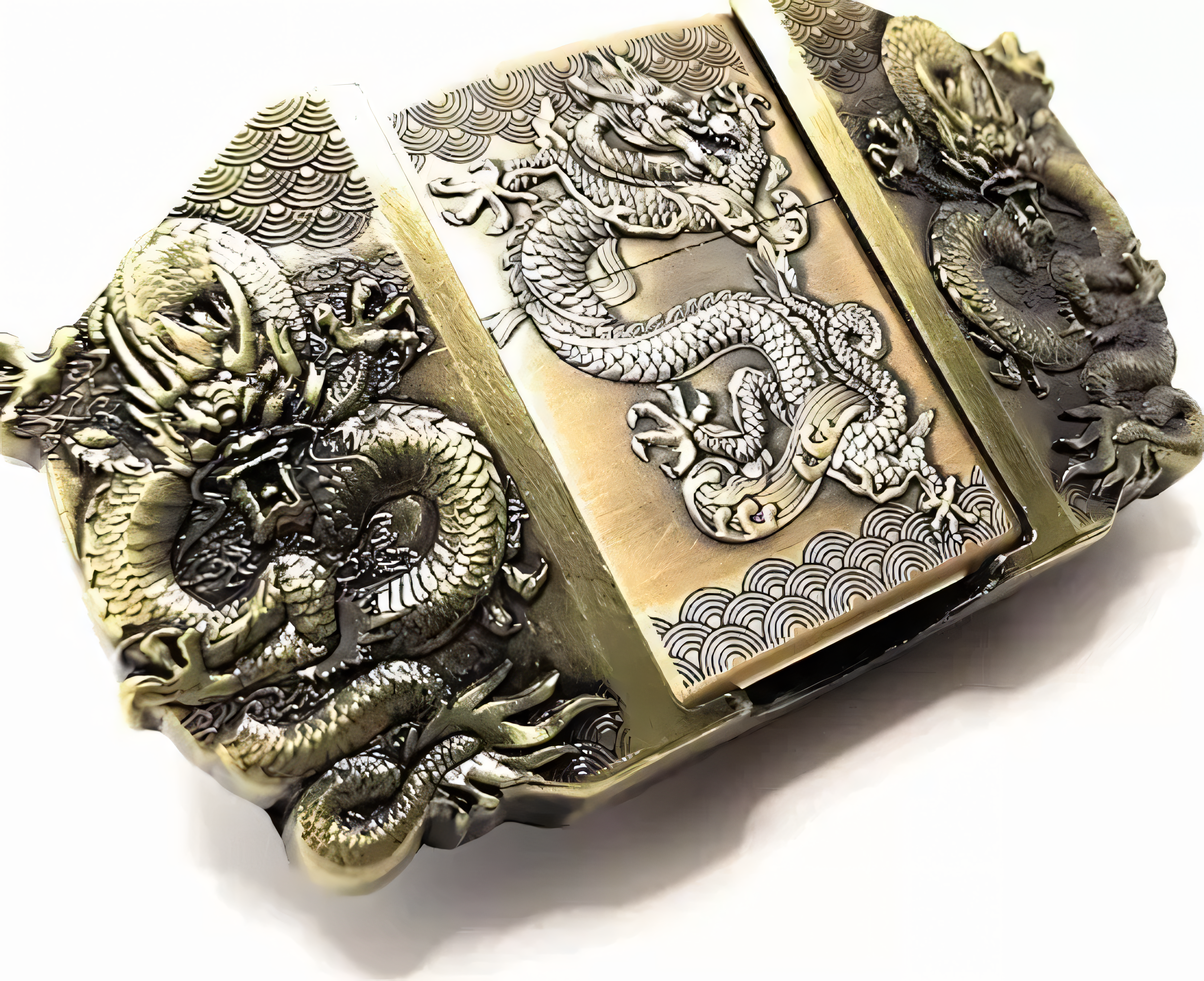 Gürtelschnalle Drache mit Feuerzeug Set für Gürtel bis 4 cm Breite