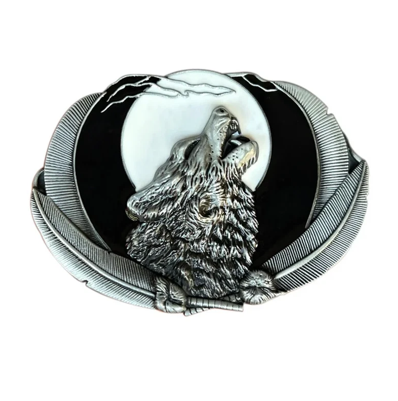 Gürtelschnalle Heulender Wolf für Gürtel bis 4 cm Breite