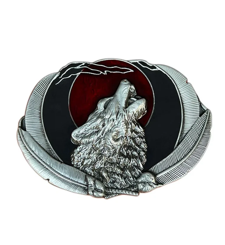 Gürtelschnalle Heulender Wolf für Gürtel bis 4 cm Breite