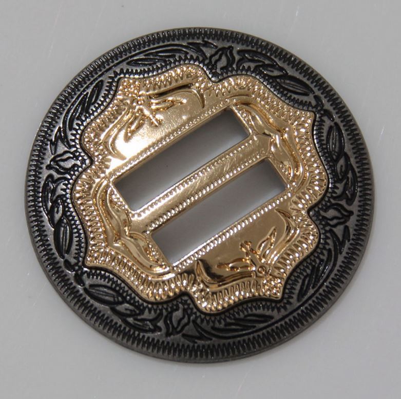Schlitz Concho 32 mm silber/gold für Schnallen und Riemen
